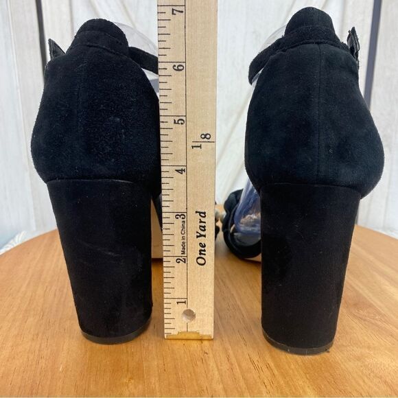 Marc Fisher King Pearl Ruffle Block Heel Suede Sandal Black 8.5 - Picture 13 of 13